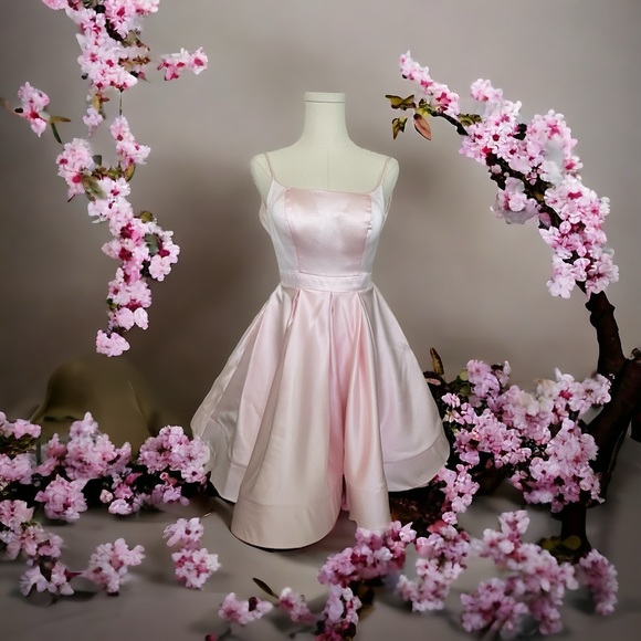 Hebeos Dresses & Skirts - New Pink satin Hebeos A line short prom/party/bridesmaid/wedding dress. XS.NWOT
